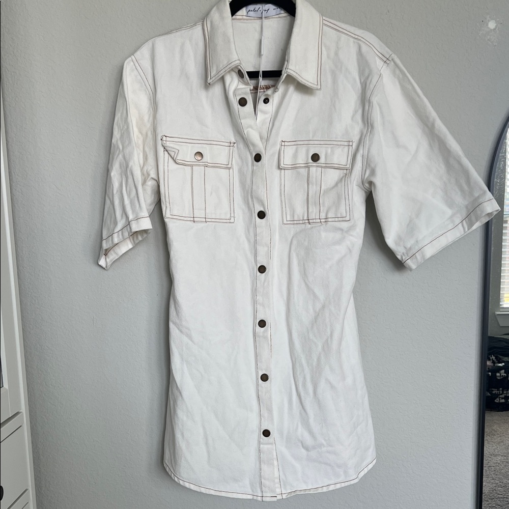 NWT Petal & Pup White Denim Hailey Mini Dress - Picture 2 of 7